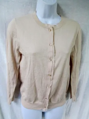 Womens Ladies J. CREW Cotton Blend Cardigan Sweater Jacket S BEIGE TAN