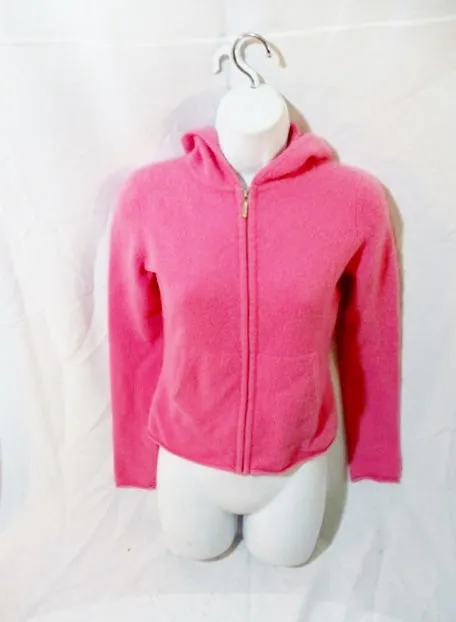 Womens Ladies VINCE CASHMERE Cardigan Sweater Hoodie PINK S COTTON CANDY