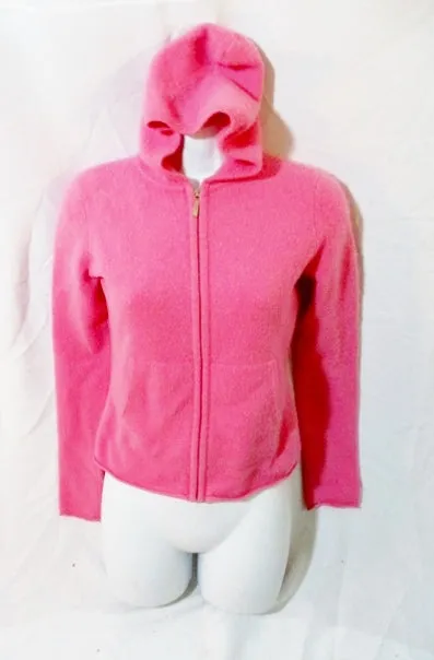 Womens Ladies VINCE CASHMERE Cardigan Sweater Hoodie PINK S COTTON CANDY