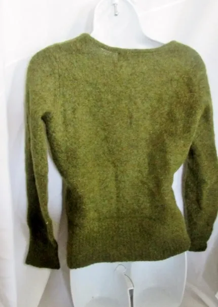 Womens MERCER & MADISON MOHAIR Wool Sweater P M GREEN OLIVE Jacket