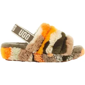 Women's UGG Fluff Yeah Slide Cali Collage Olive Sheepskin