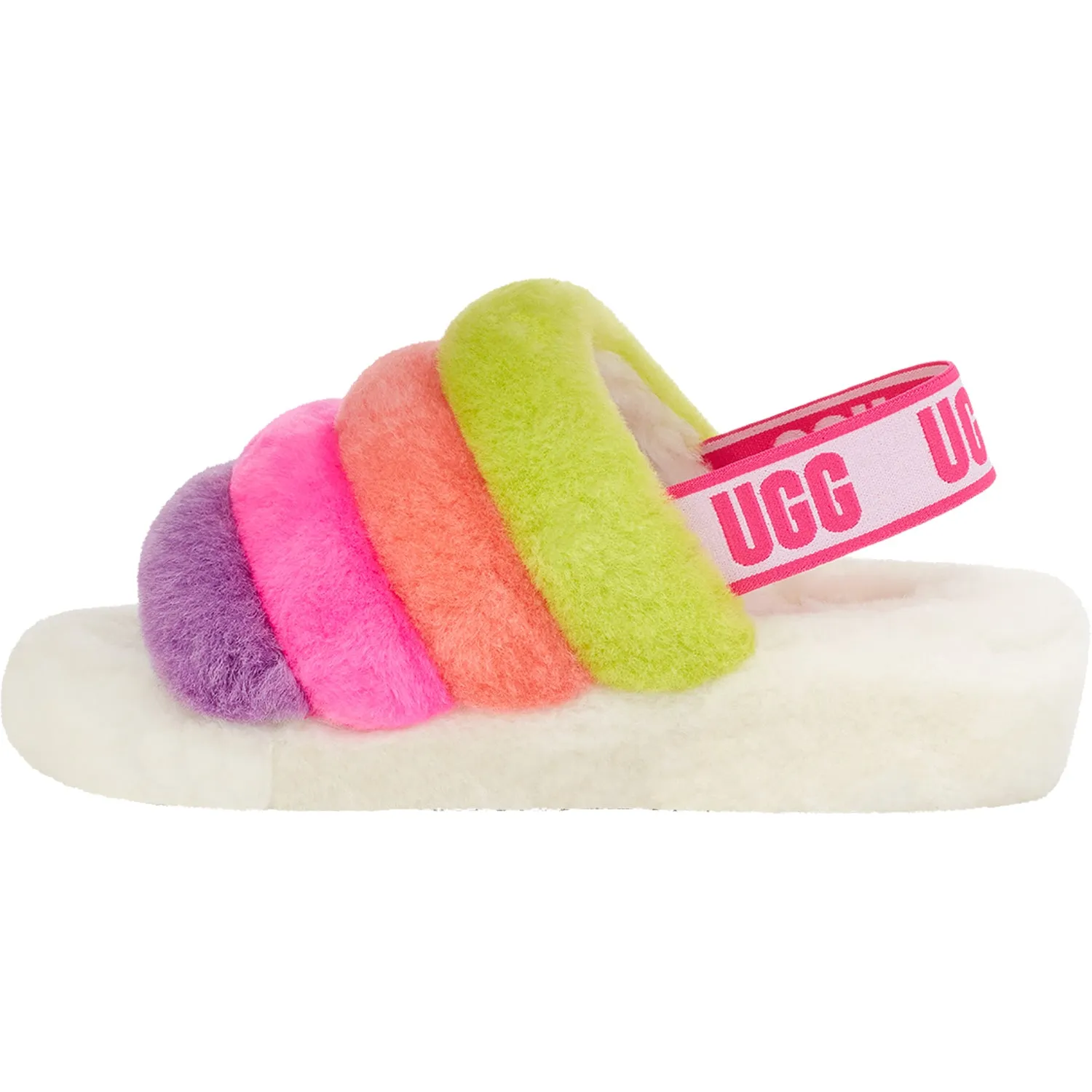 Women's UGG Fluff Yeah Slide White Multi Sheepskin