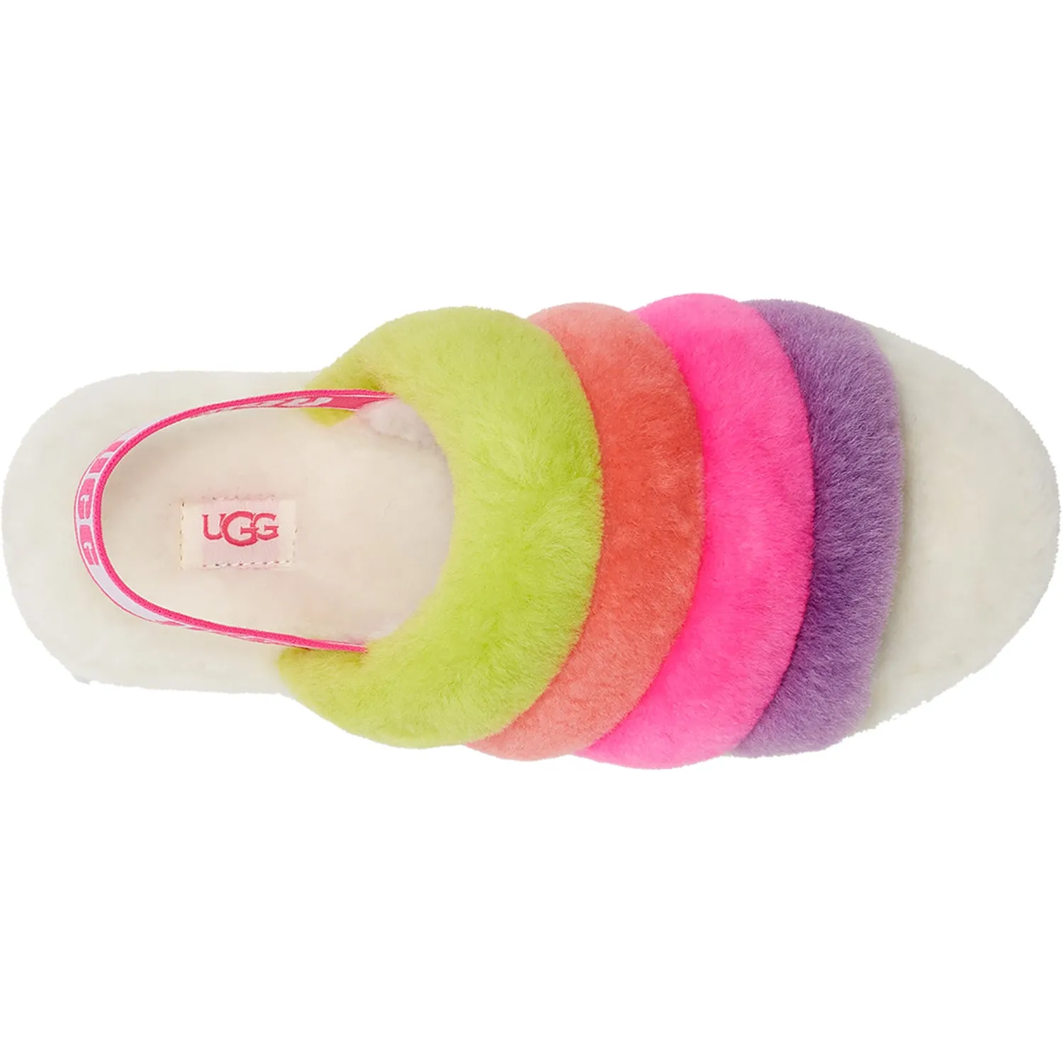 Women's UGG Fluff Yeah Slide White Multi Sheepskin