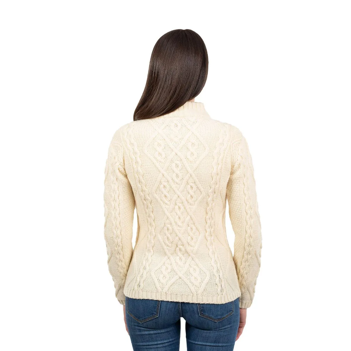 Women's Wool Cable Knit Aran Sweater