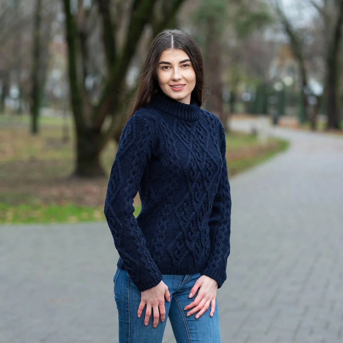 Women's Wool Cable Knit Aran Sweater