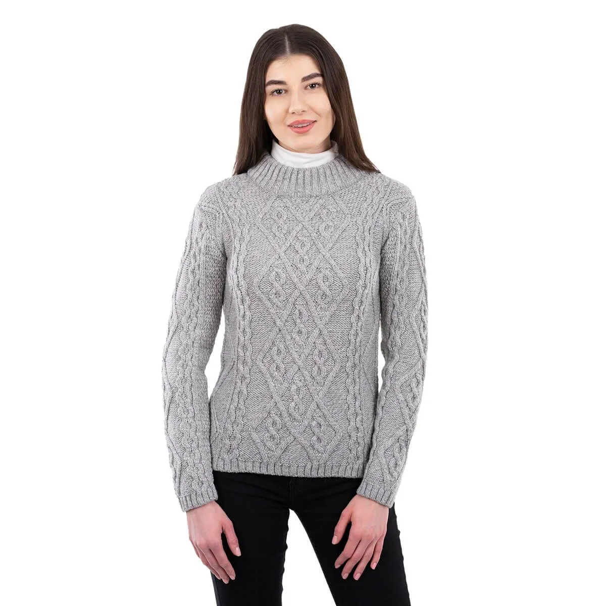 Women's Wool Cable Knit Aran Sweater