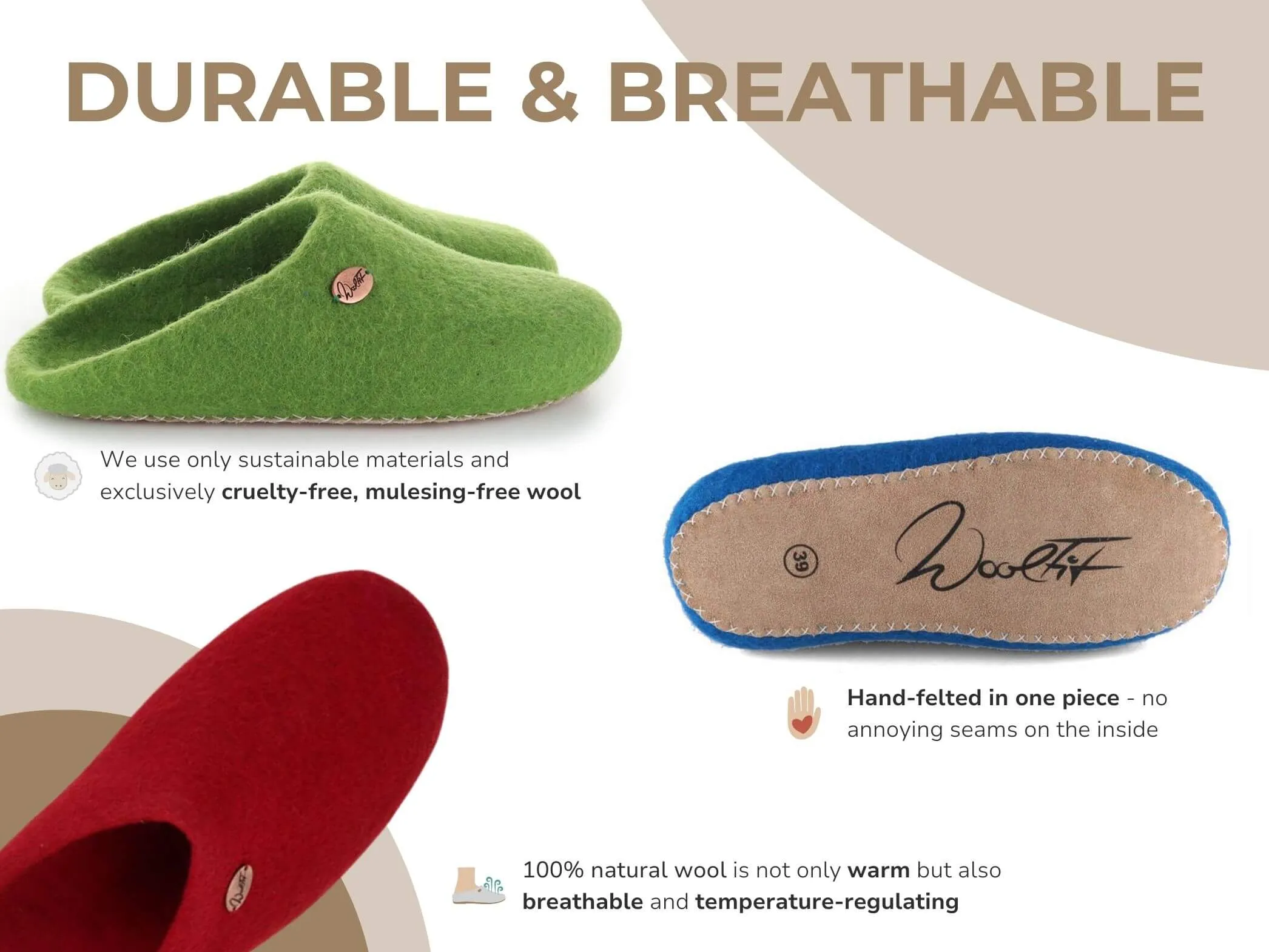 WoolFit Tibet | Guest Slippers with Leather Sole