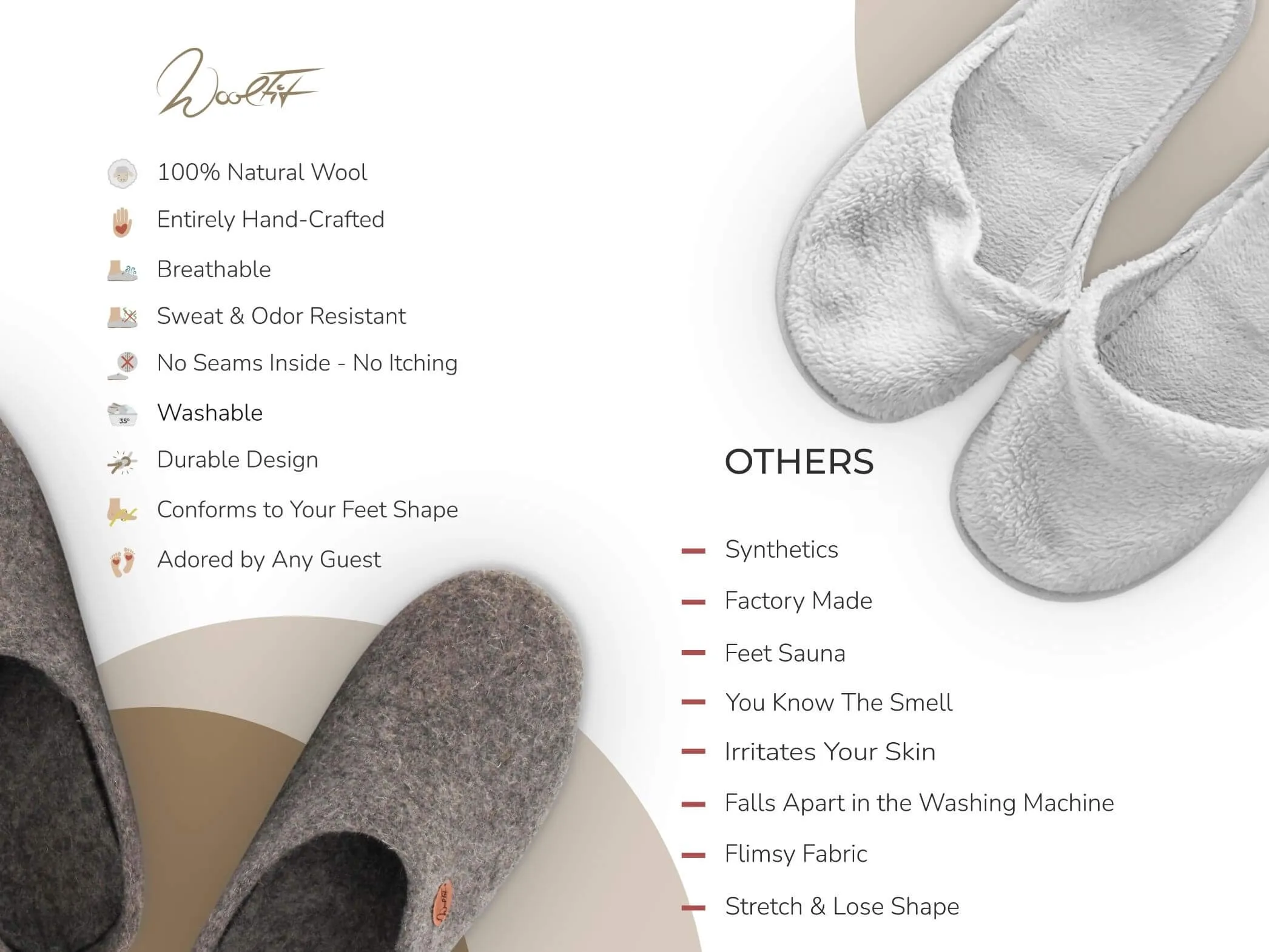 WoolFit Tibet | Guest Slippers with Leather Sole