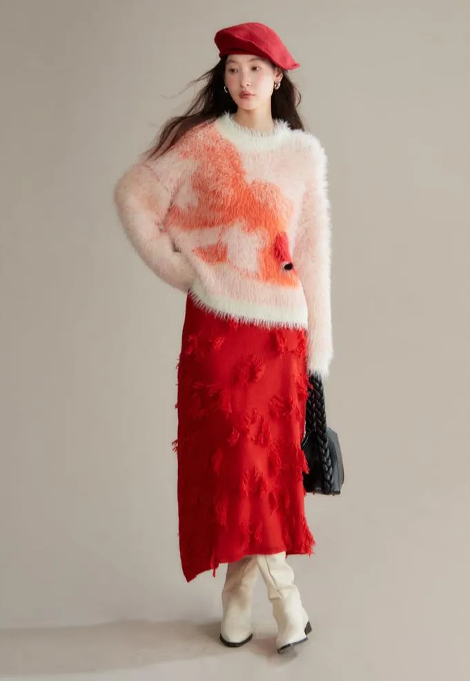 Zhaocao Xiaoli 招财小鲤 Lucky Carp New Chinese Style Autumn & Winter Fuzzy Sweater